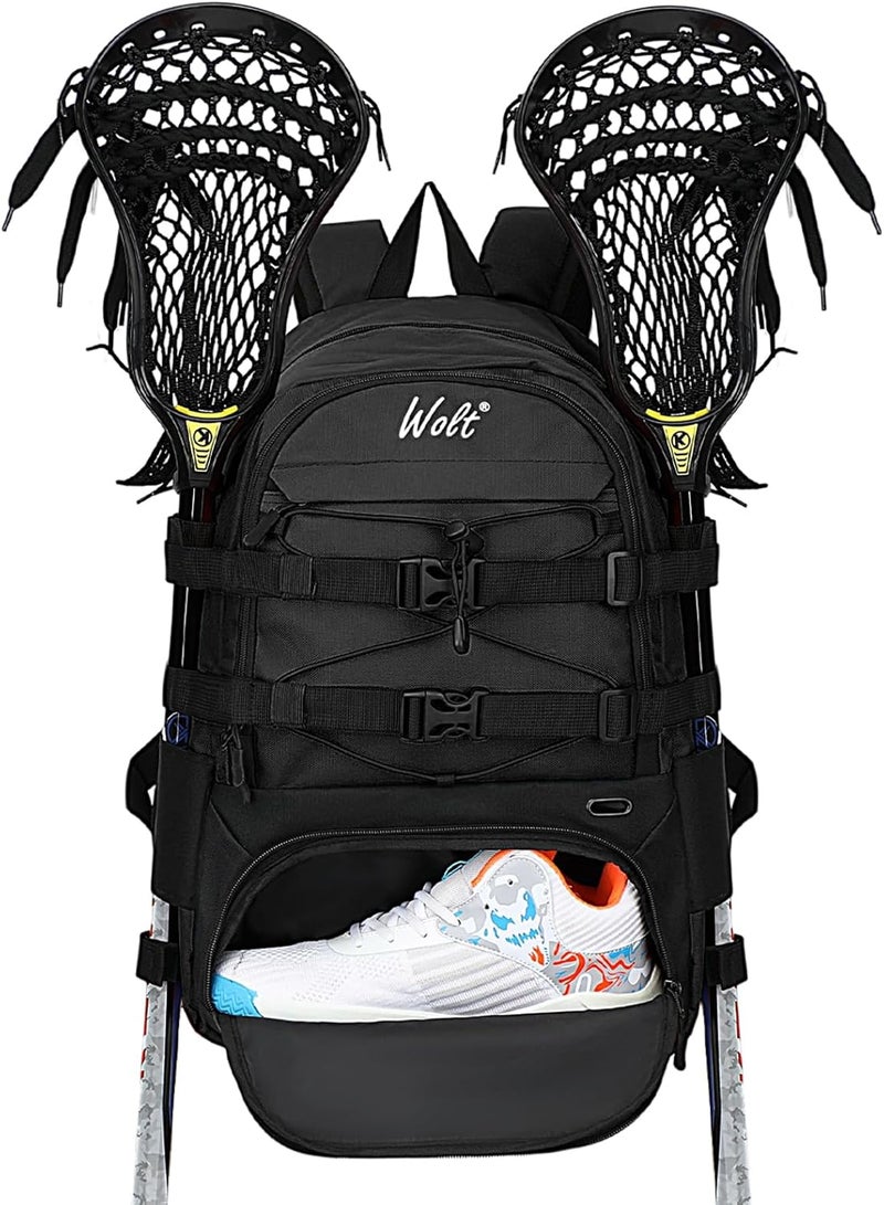WOLT Lacrosse Bag-Lacrosse Backpack with Two Sticks Holder-Large Field Hockey Bag Holds All Sport Gears - Image 2